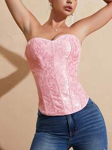 Áo nữ Ren lên Thùa khuyết màu trơn Giải trí - Màu Hồng baby - Xem 5