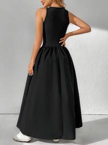 SHEIN Tall Solid A-line Dress - Black - View 2