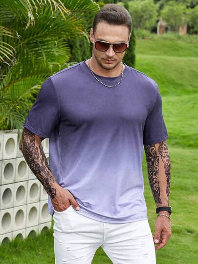 Manfinity Homme Hombres talla grande Camiseta de ombré