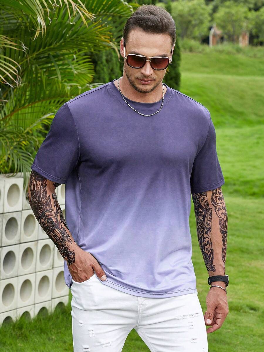 Manfinity Homme 男士大码漸層T恤 - 彩色 - 查看 1