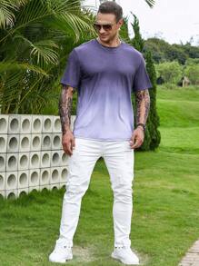 Manfinity Homme 男士大码漸層T恤 - 彩色 - 查看 4