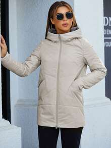 MIEGOFCE Zip Up Hooded Padded Coat For Winter - Beige - View 3