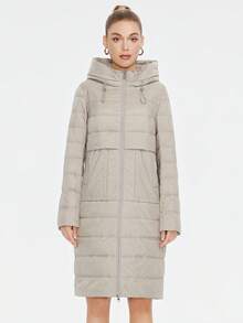 MIEGOFCE 拉链抽绳连帽夹棉大衣 - 米色 - 查看 3