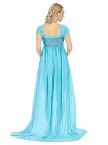 JustVH Maternity Off Shoulder Surplice Floor-Length Dress For Maternity Photoshoot - Baby Blue - View 2