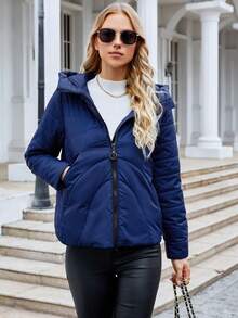 MIEGOFCE Zip Up Hooded Padded Coat For Winter - Blue - View 5