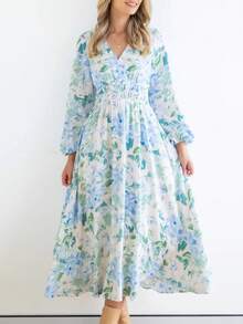 Đầm Hoa Tất cả trên in Boho - Màu be - Xem 4