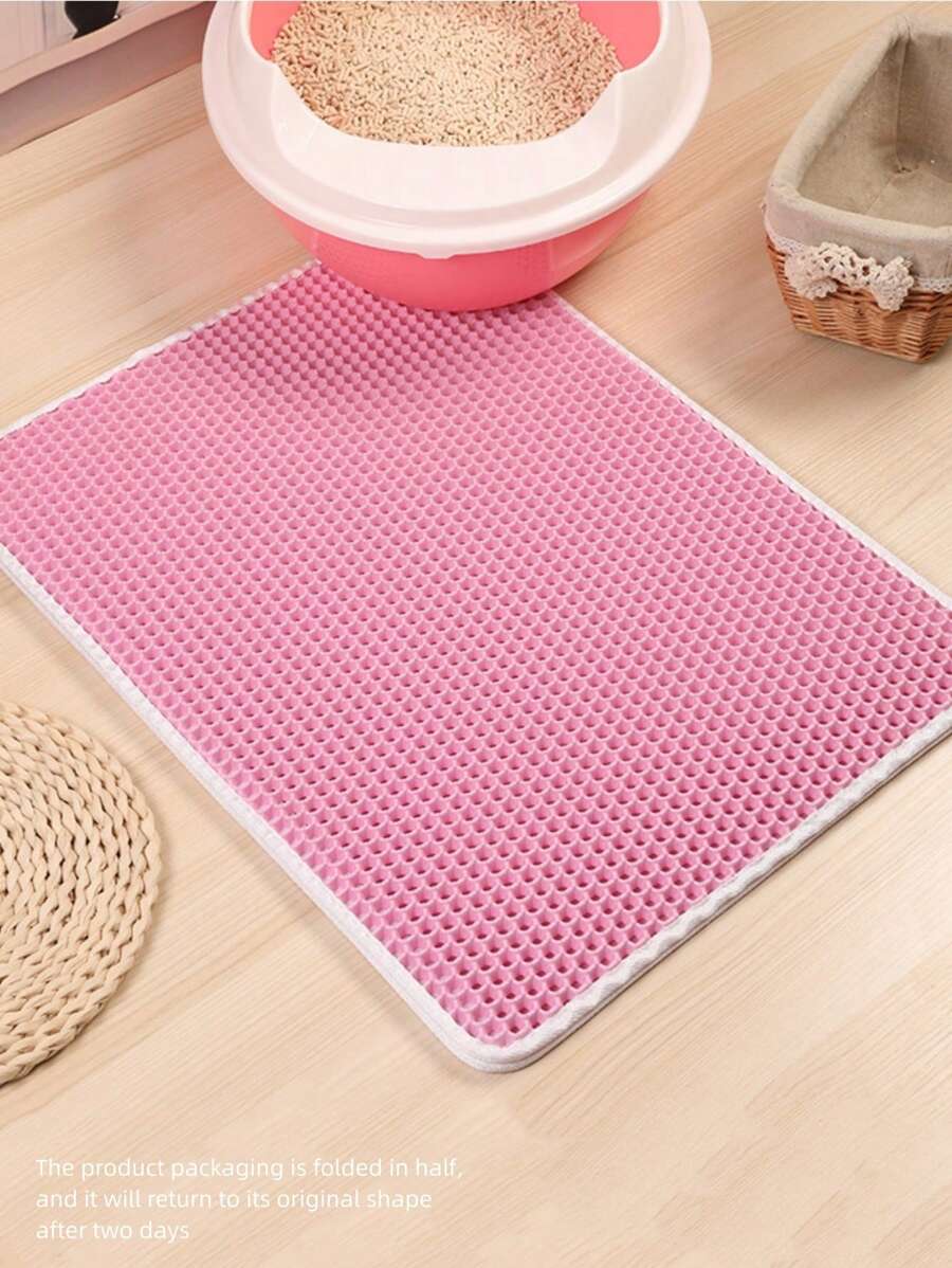 1pc Double Layer Cat Litter Mat - Pink - View 1