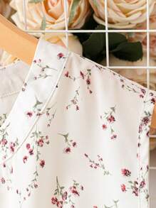 SHEIN LUNE 大碼碎花無袖襯衫 - 米色 - 查看 4