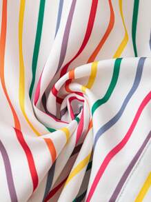 DreamSkyne Plus Striped Print Shirt Dress Fall Cloth For Women - Multicolor - View 4