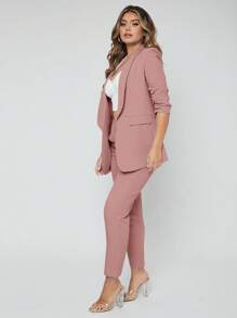 shawl neck open front blazer & pants suit