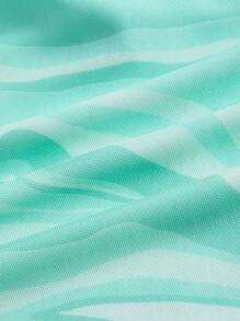 SHEIN EZwear 大碼大理石圖案木耳邊網紗上衣不附吊帶上衣 - 薄荷綠 - 查看 4