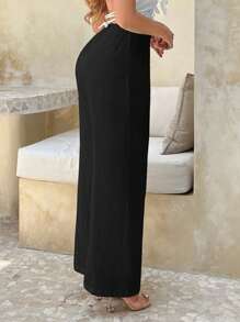 SHEIN SXY Solid Wide Leg Trousers - Black - View 3