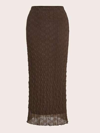 SHEIN EZwear Plus High Waist Solid Pencil Skirt