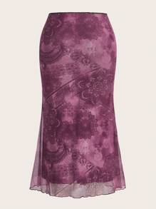 ROMWE PUNK Váy Plus Size Xù nhỏ Paisley Boho - Màu đỏ tím - Xem 2