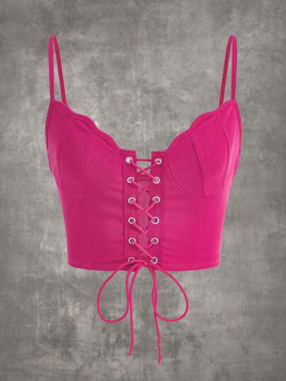 Lace Up Front Cami Top