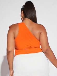 SHEIN SXY áo nữ kích thước lớn Nơ Bướm màu trơn Giải trí - trái cam - Xem 2