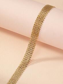 1入組時尚銅極簡多層鏈條項圈適合女士適用於日常 - 金黃色 - 查看 2