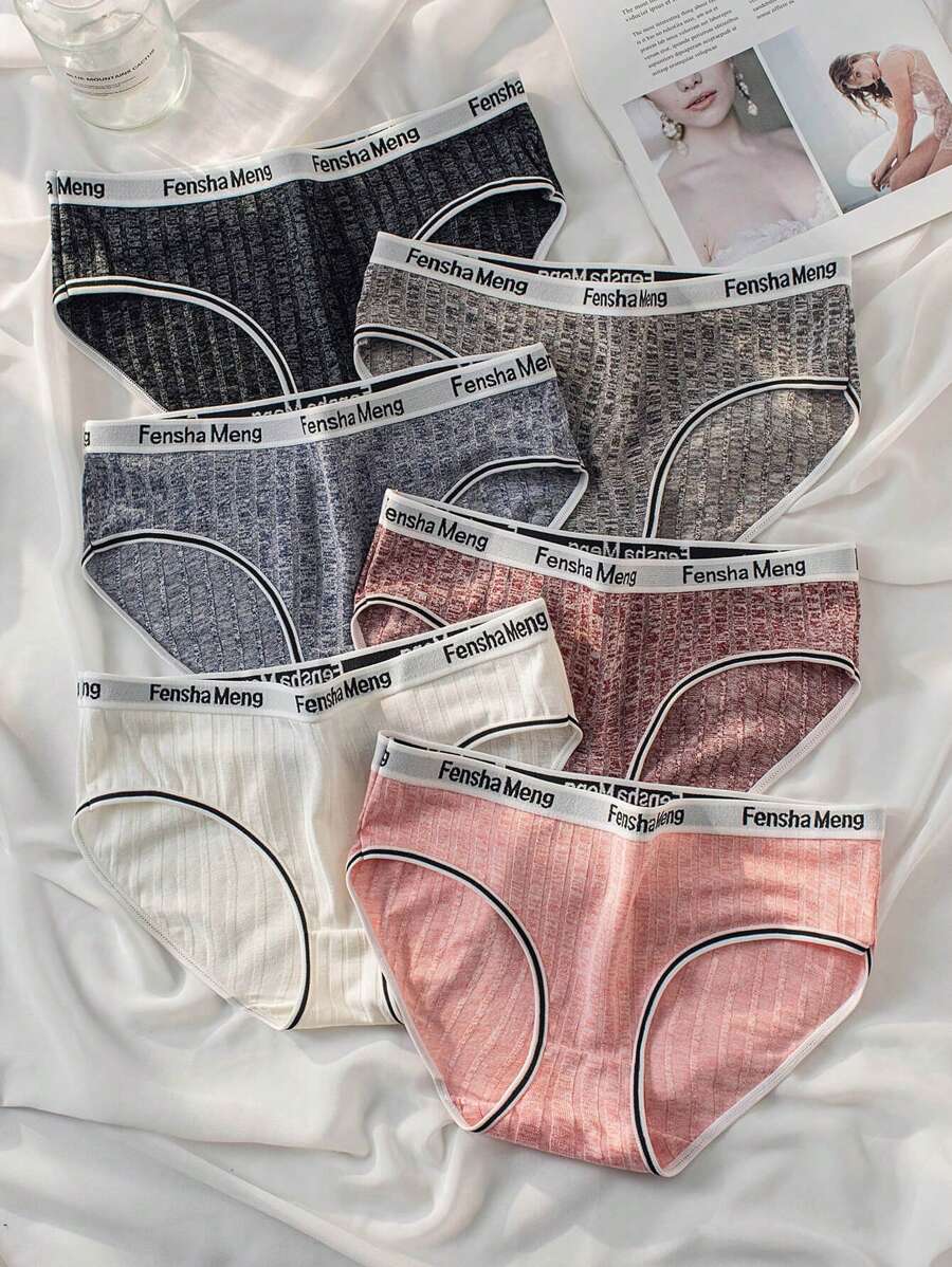 6 piezas Set bragas unido en contraste - Multicolor - Ver 1