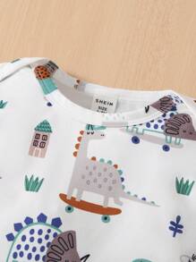 嬰兒男孩3入組條紋和恐龍印花連腳睡衣 - 彩色 - 查看 8