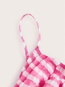 Soleia Gingham Print Cut Out Waist Cami Romper - Multicolor - View 3