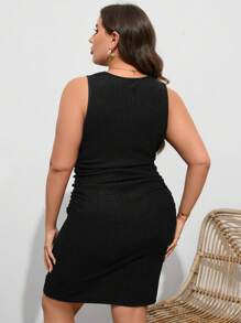 SHEIN Essnce Hơn Viền ven Viền hoa tulip Váy bodycon - màu đen - Xem 2