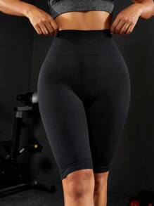 Yoga Basic Quần Shorts Thể thao Nữ màu trơn - màu đen - Xem 3