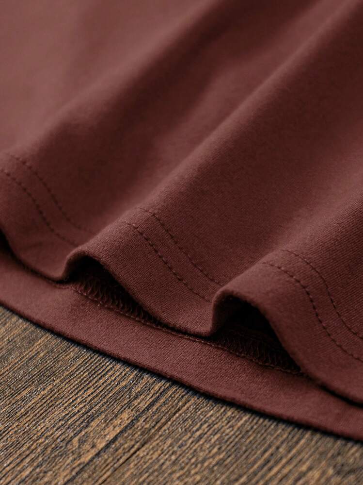 SHEIN LUNE ひまわりとちょうちょ柄Tシャツ レディーストップス - ラストブラウン - 見る 3