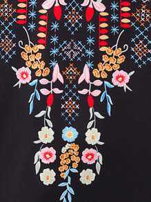 SHEIN LUNE 印花V領襯衫 - 黑色 - 查看 7