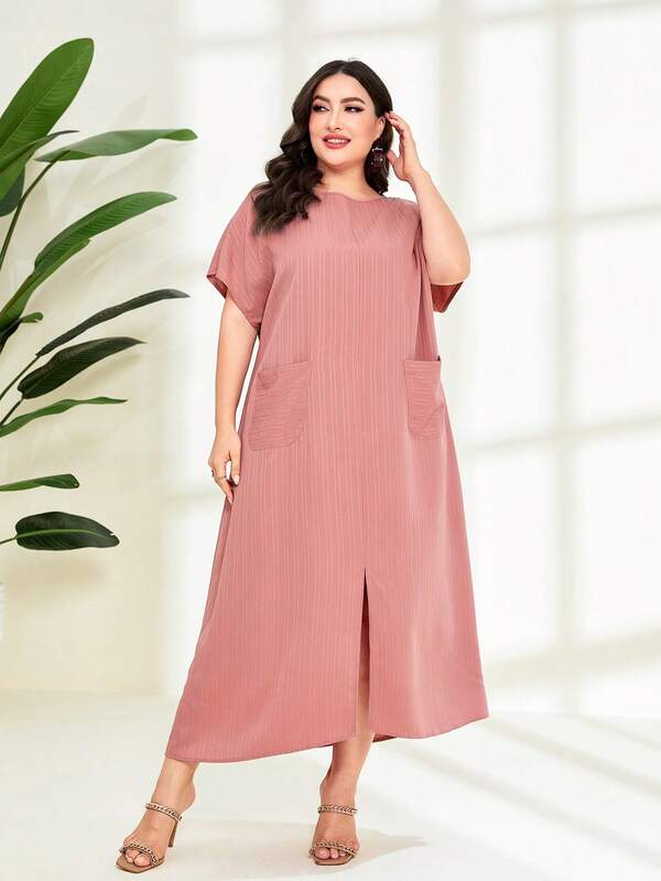 Mulvari 大碼雙口袋下擺開叉連衣裙