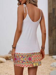 SHEIN VCAY Đồ họa Chữ cái Cami ngọn & In Toàn bộ Váy - Nhiều màu - Xem 2