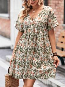 SHEIN LUNE 印花蝙蝠袖娃娃裙 - 彩色 - 查看 5