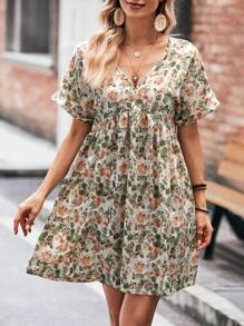 SHEIN LUNE 印花蝙蝠袖娃娃裙 - 彩色 - 查看 6