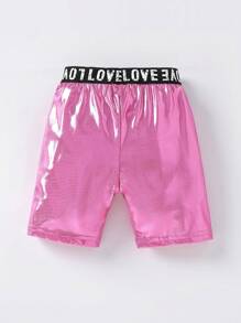 Toddler Girls Letter Tape Waist Shorts
