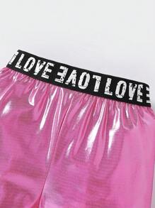 Toddler Girls Letter Tape Waist Shorts