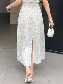 DAZY Ditsy Floral Print A-Line Skirt