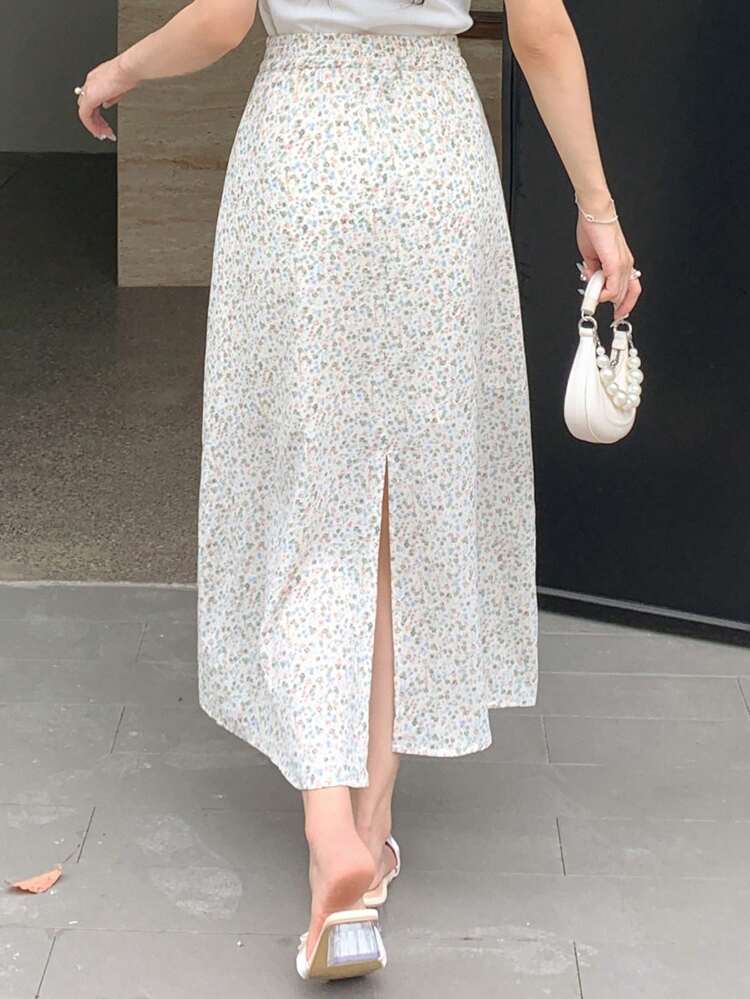 Ditsy Floral Print A-Line Skirt