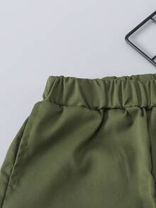 SHEIN Boys Solid Trousers - Army Green - View 3