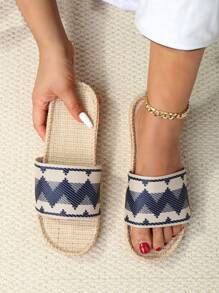 Mujer de color combinado Zapatillas de dormitorio , vacación interior de tela Chanclas de casa - Multicolor - Ver 2