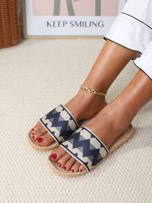 Mujer de color combinado Zapatillas de dormitorio , vacación interior de tela Chanclas de casa - Multicolor - Ver 5