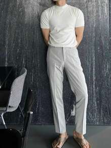 DAZY Men Solid Mock Neck Knit Top - White - View 3