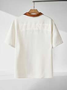 Manfinity RebelGame Men Plus Contrast Collar Shirt - Beige - View 2