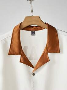 Manfinity RebelGame Men Plus Contrast Collar Shirt - Beige - View 4