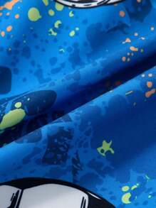 Young Boy Football Print Drawstring Waist Swim Shorts Summer Holiday