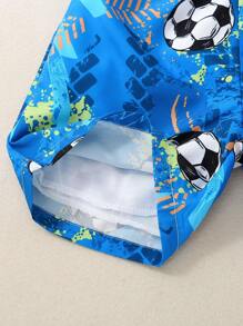Young Boy Football Print Drawstring Waist Swim Shorts Summer Holiday