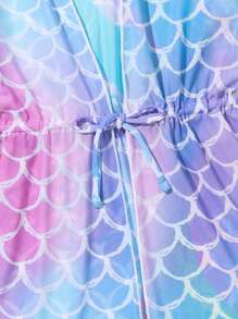 女小童魚鱗圖案腰部抽繩和服罩衫 - 彩色 - 查看 4