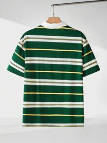 Manfinity RebelGame Men Plus Striped Print Polo Shirt - Multicolor - View 2