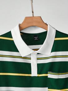 Manfinity RebelGame Men Plus Striped Print Polo Shirt - Multicolor - View 4