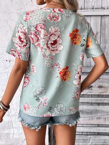 EMERY ROSE Áo sơ mi nữ Hoa Tất cả trên in Boho - Màu xanh Bạc hà - Xem 2