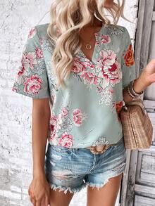 EMERY ROSE Áo sơ mi nữ Hoa Tất cả trên in Boho - Màu xanh Bạc hà - Xem 4
