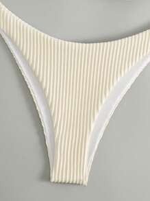 SHEIN Swim Summer Beach Striped Underwire Bikini Set - Beige - View 5